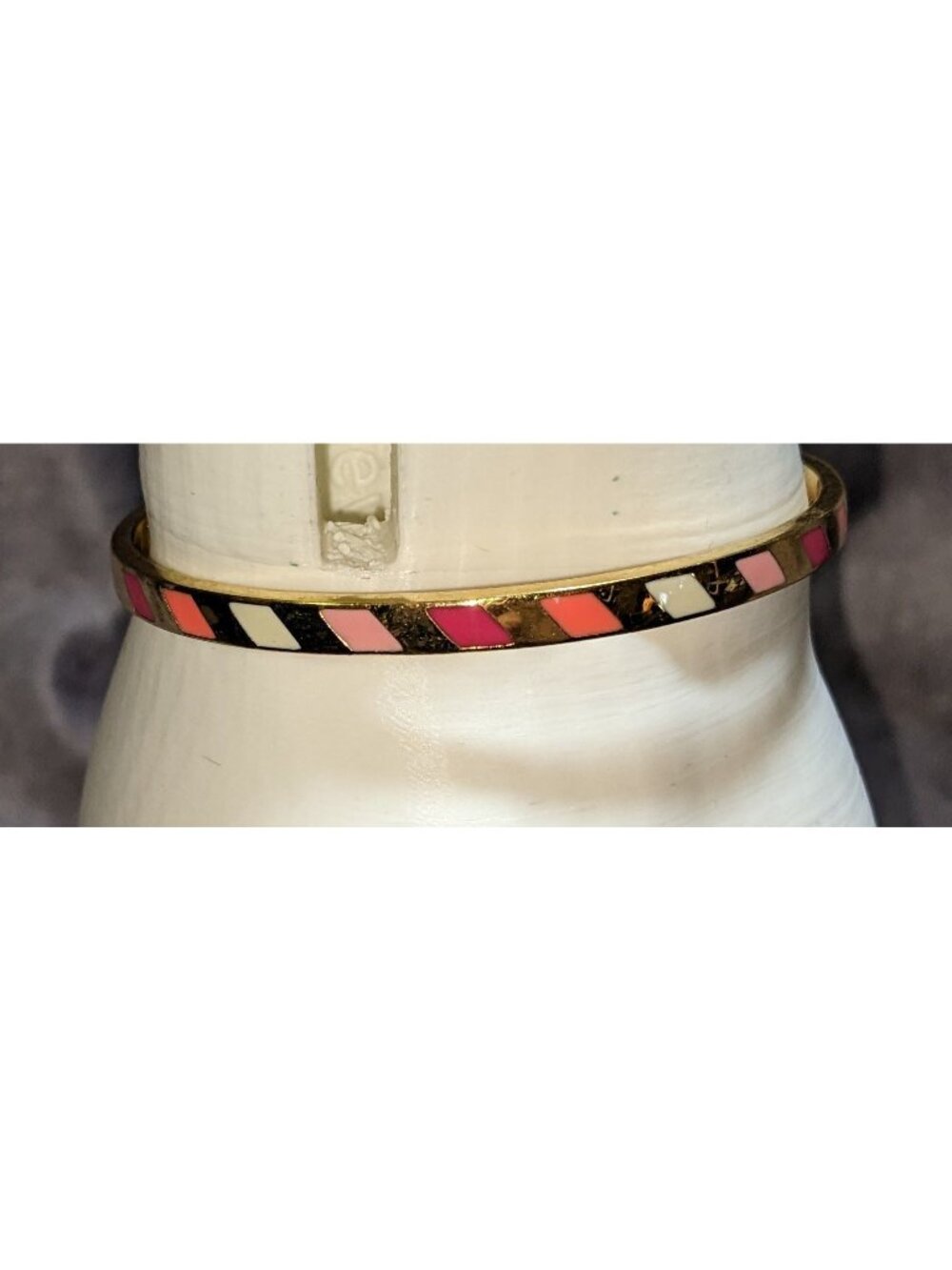 Kate Spade Three Cheers Enamel Bangle Bracelet Goldtone Multicolor